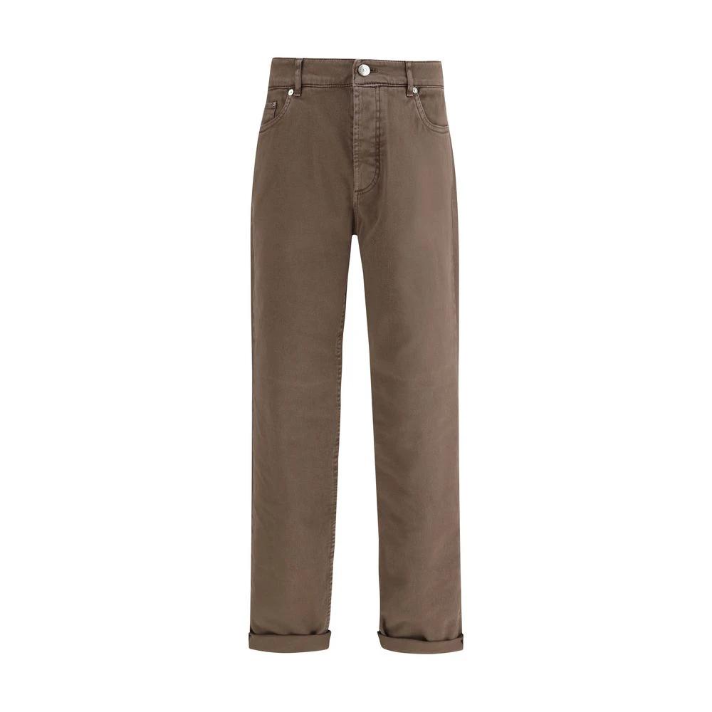 Brunello Cucinelli Brown Cotton Relaxed Fit Jeans by Brunello Cucinelli