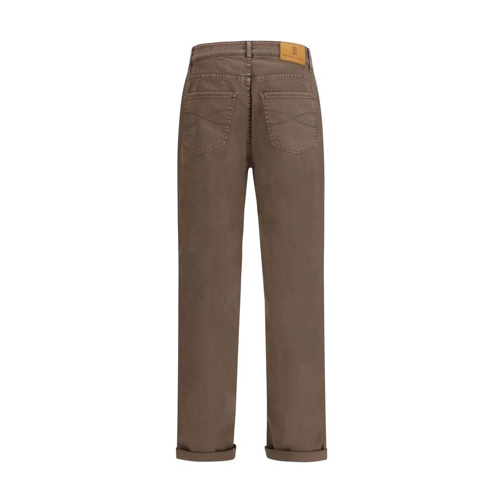 Brunello Cucinelli Brown Cotton Relaxed Fit Jeans by Brunello Cucinelli