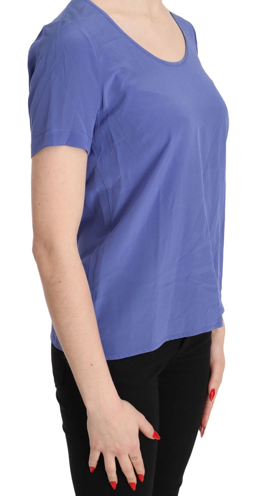Patrizia Pepe Silk Purple Short Sleeve Casual Top Blouse by Patrizia Pepe