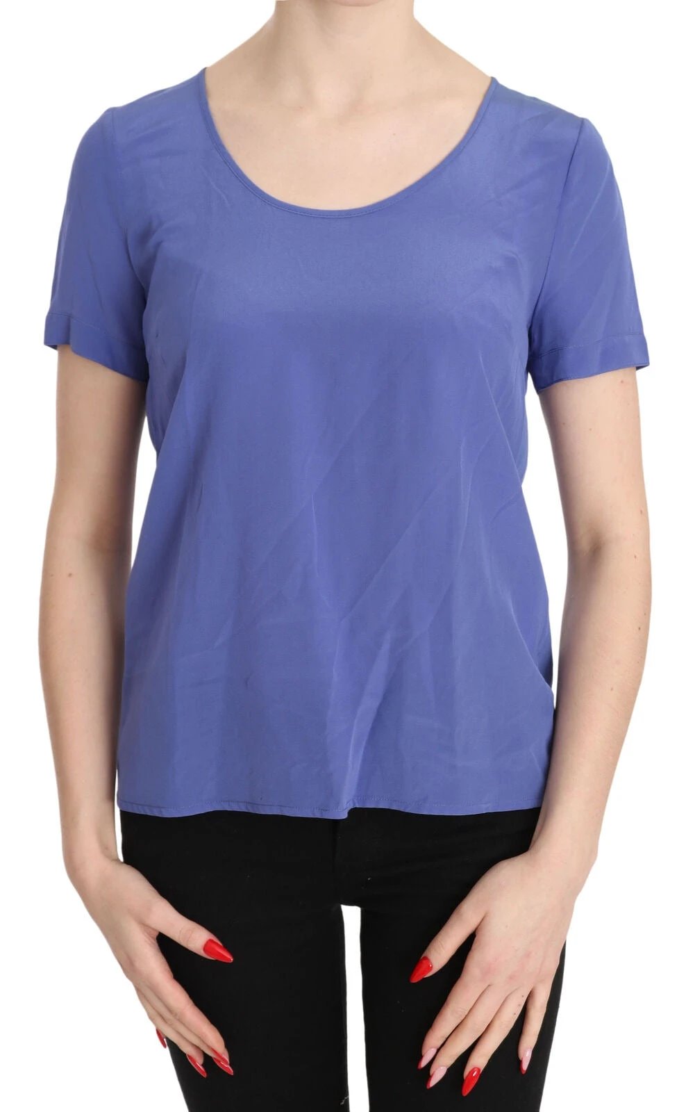 Patrizia Pepe Silk Purple Short Sleeve Casual Top Blouse by Patrizia Pepe