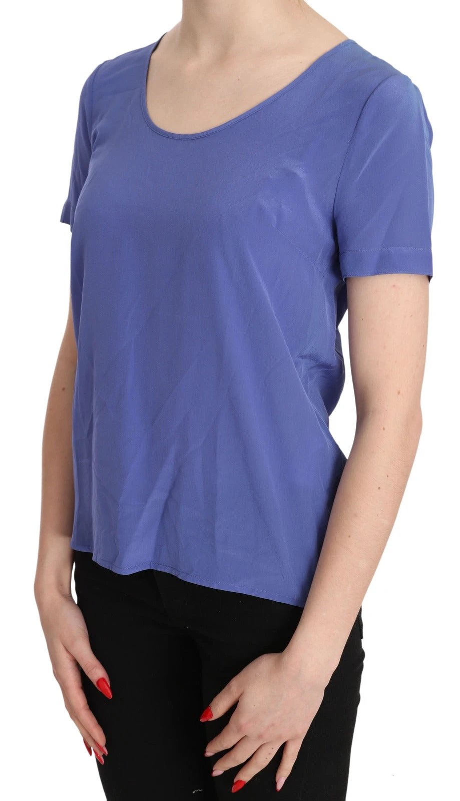 Patrizia Pepe Silk Purple Short Sleeve Casual Top Blouse by Patrizia Pepe