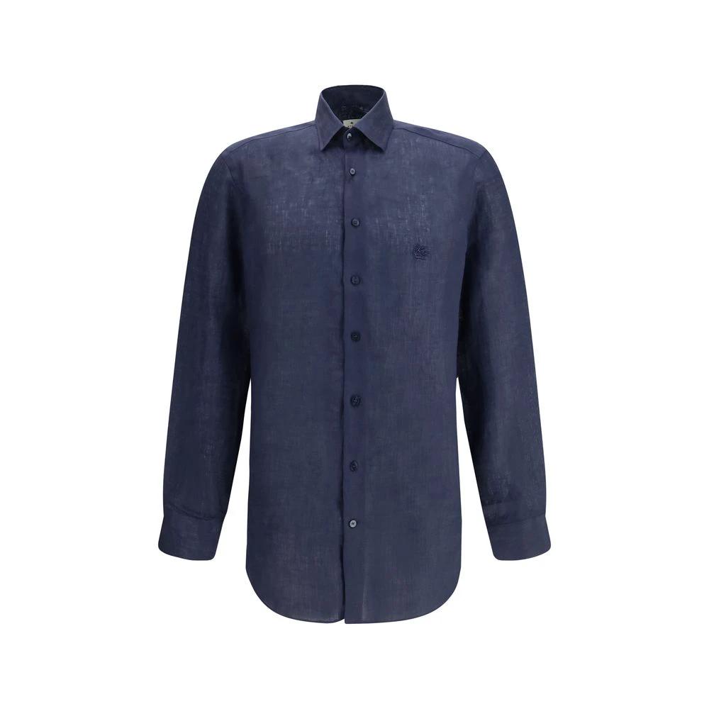 Etro Blue Linen Dress Shirt by Etro