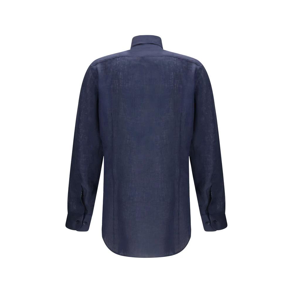 Etro Blue Linen Dress Shirt by Etro