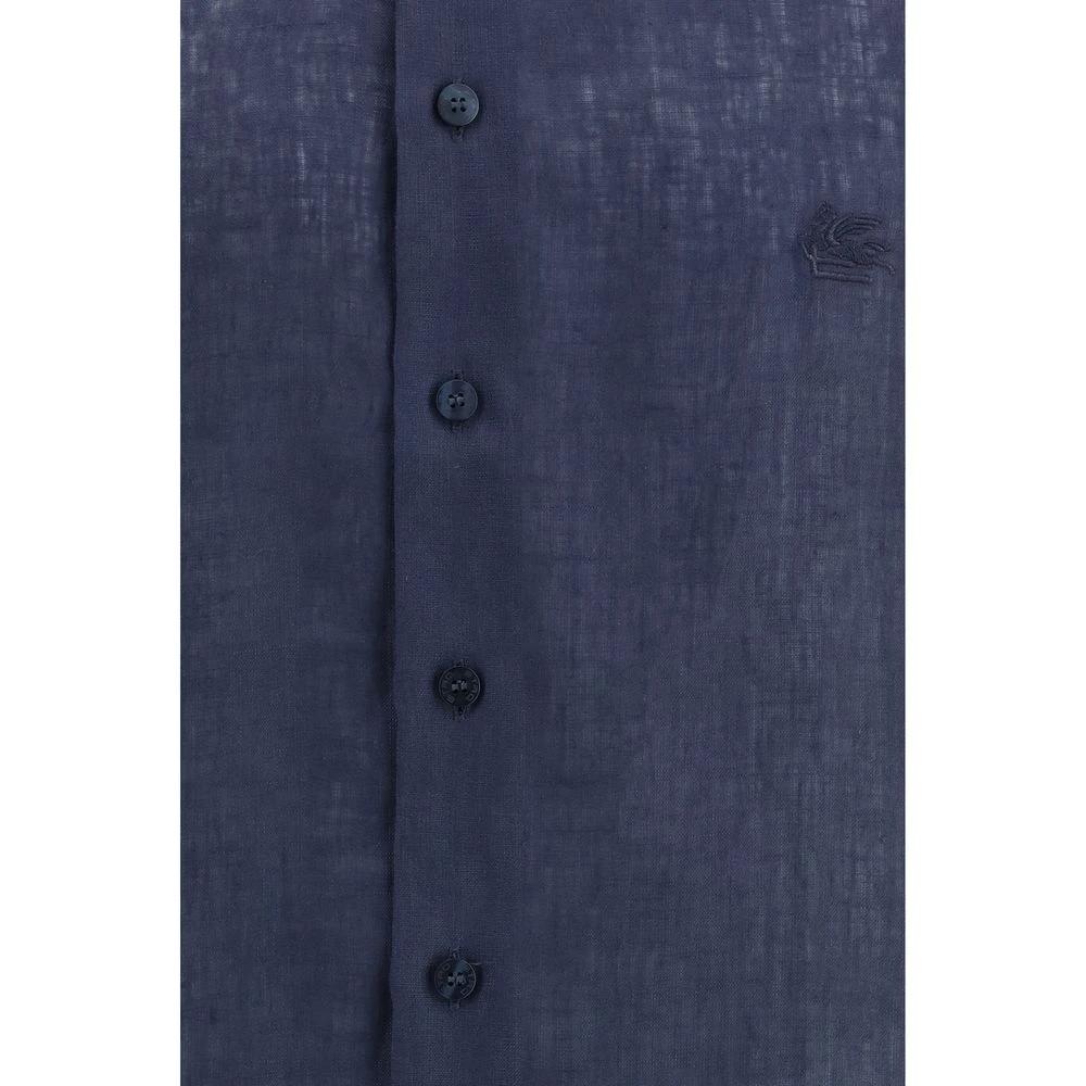 Etro Blue Linen Dress Shirt by Etro