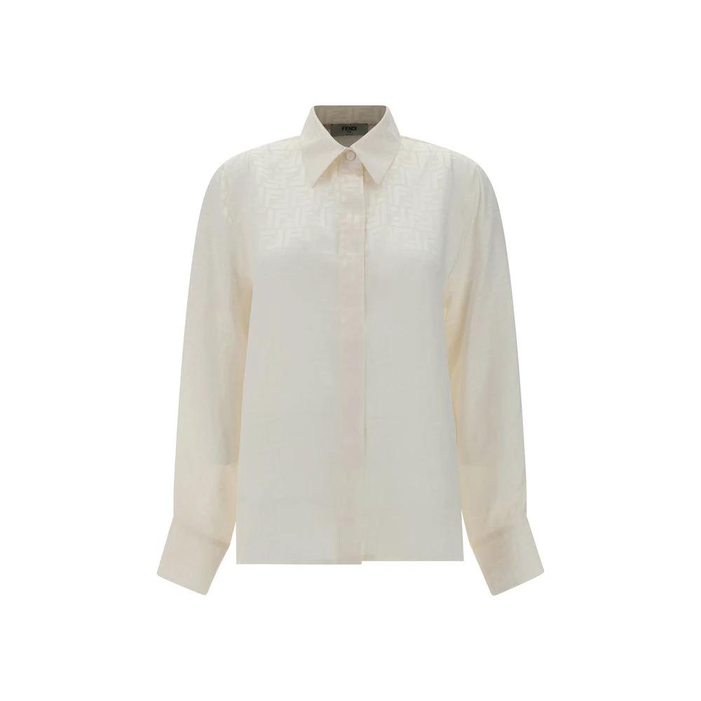 Fendi White Silk Pattern Shirt by Fendi