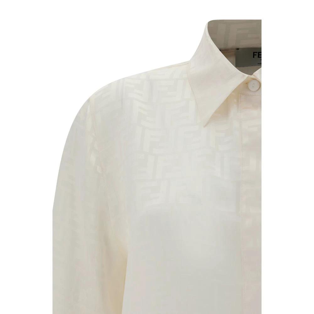 Fendi White Silk Pattern Shirt by Fendi