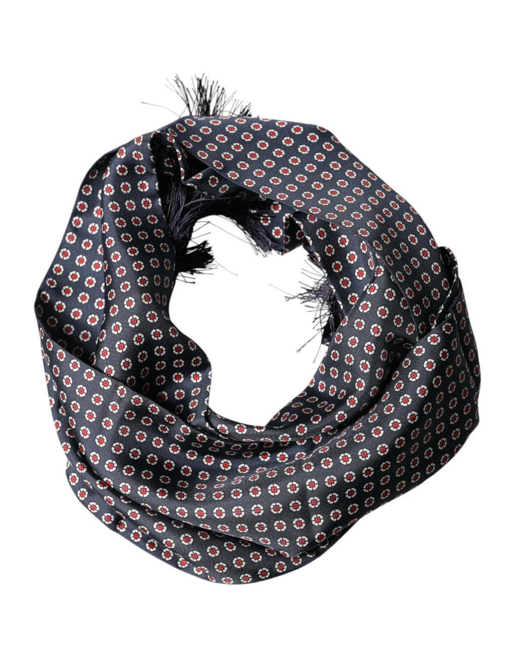 Dolce & Gabbana Black Patterned Fringes Neck Foulard Scarf by Dolce & Gabbana