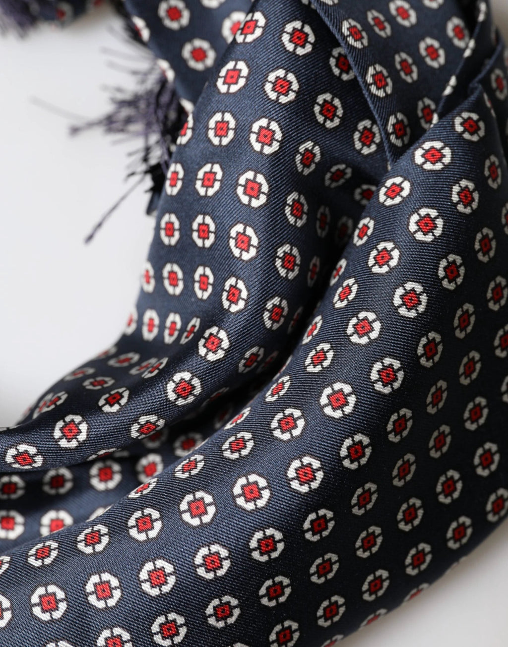 Dolce & Gabbana Black Patterned Fringes Neck Foulard Scarf by Dolce & Gabbana
