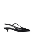 Escarpins à talons moyens en cuir noir Miu Miu