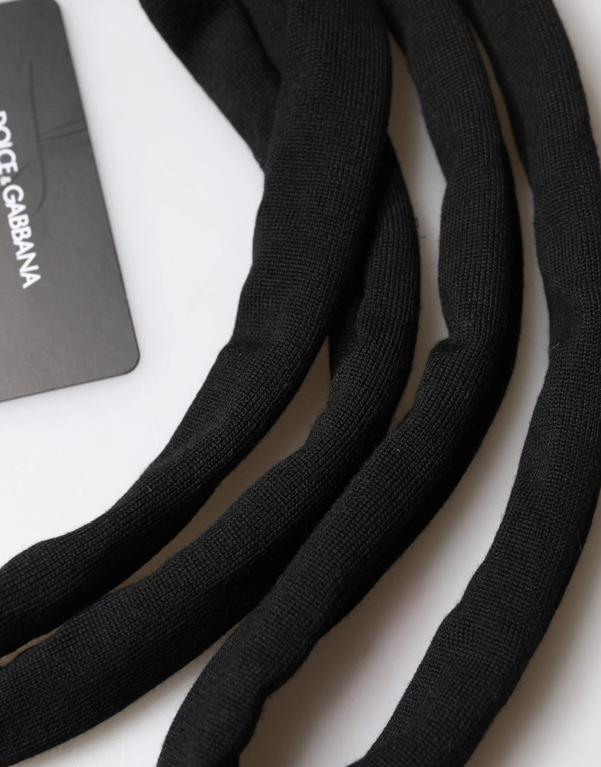 Dolce & Gabbana Black Wool Knitted Neck Wrap Shawl Men Scarf by Dolce & Gabbana