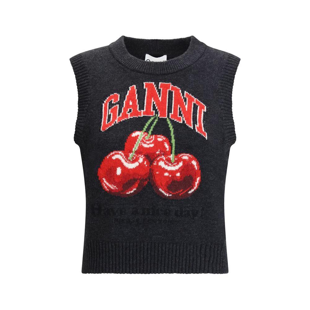 Ganni Black Wool Sweatshirt by Ganni