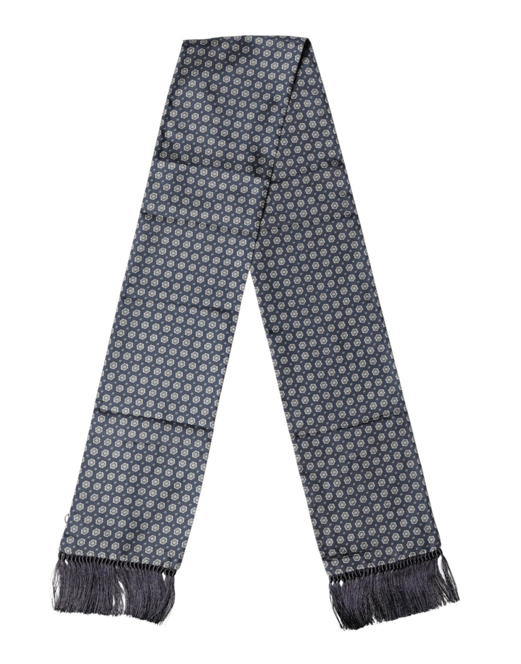 Dolce & Gabbana Blue Patterned Fringes Neck Foulard Scarf by Dolce & Gabbana
