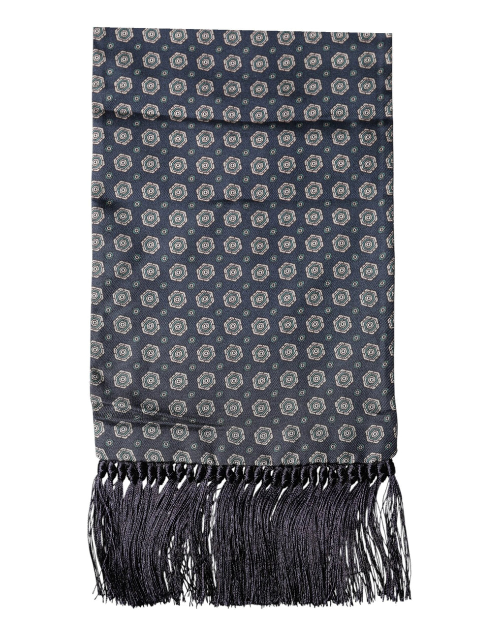 Dolce & Gabbana Blue Patterned Fringes Neck Foulard Scarf by Dolce & Gabbana