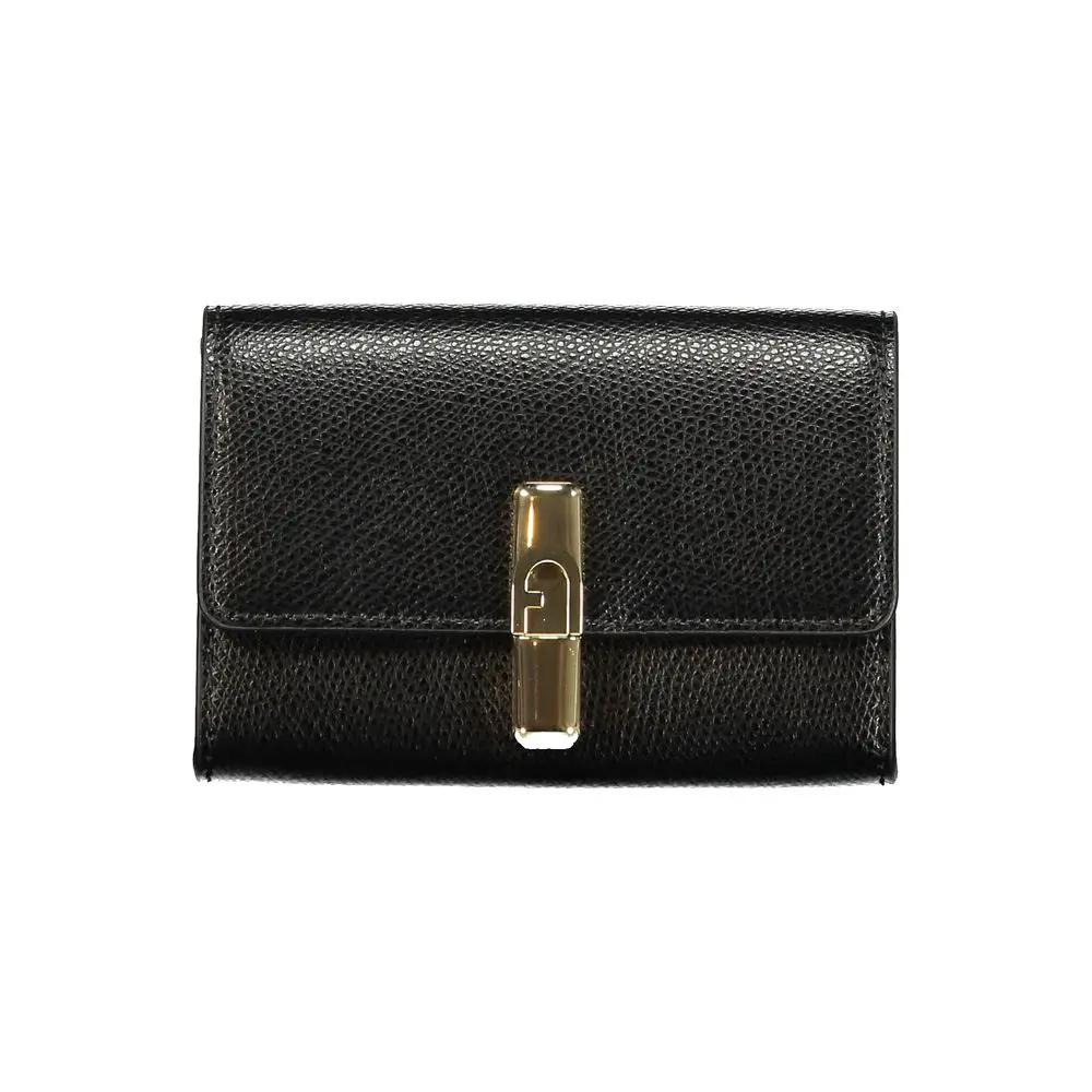 Portefeuille femme en cuir noir Furla Nero