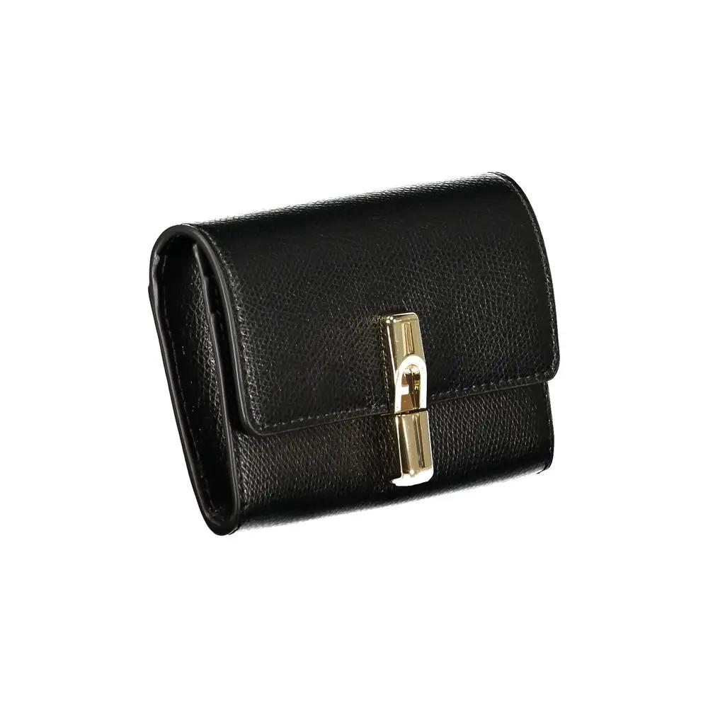 Portefeuille femme en cuir noir Furla Nero