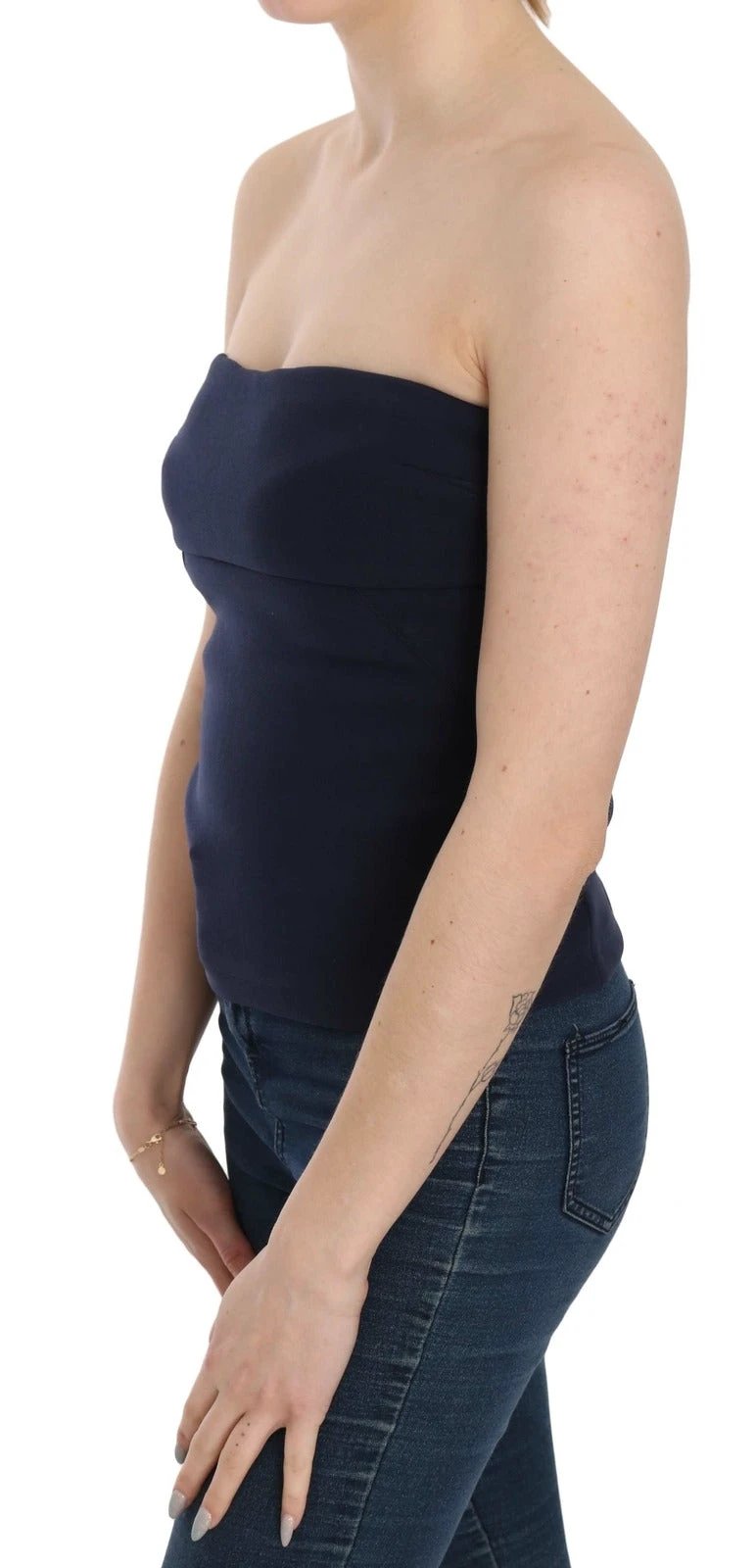 Costume National Strapless Zipper Back Tube Top Blouse by Costume National