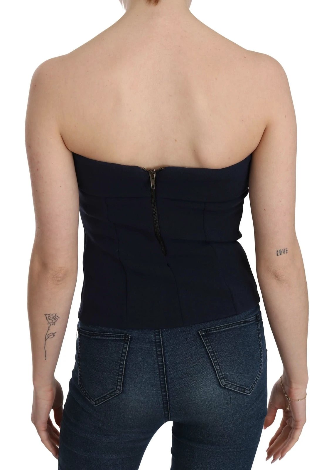 Costume National Strapless Zipper Back Tube Top Blouse by Costume National