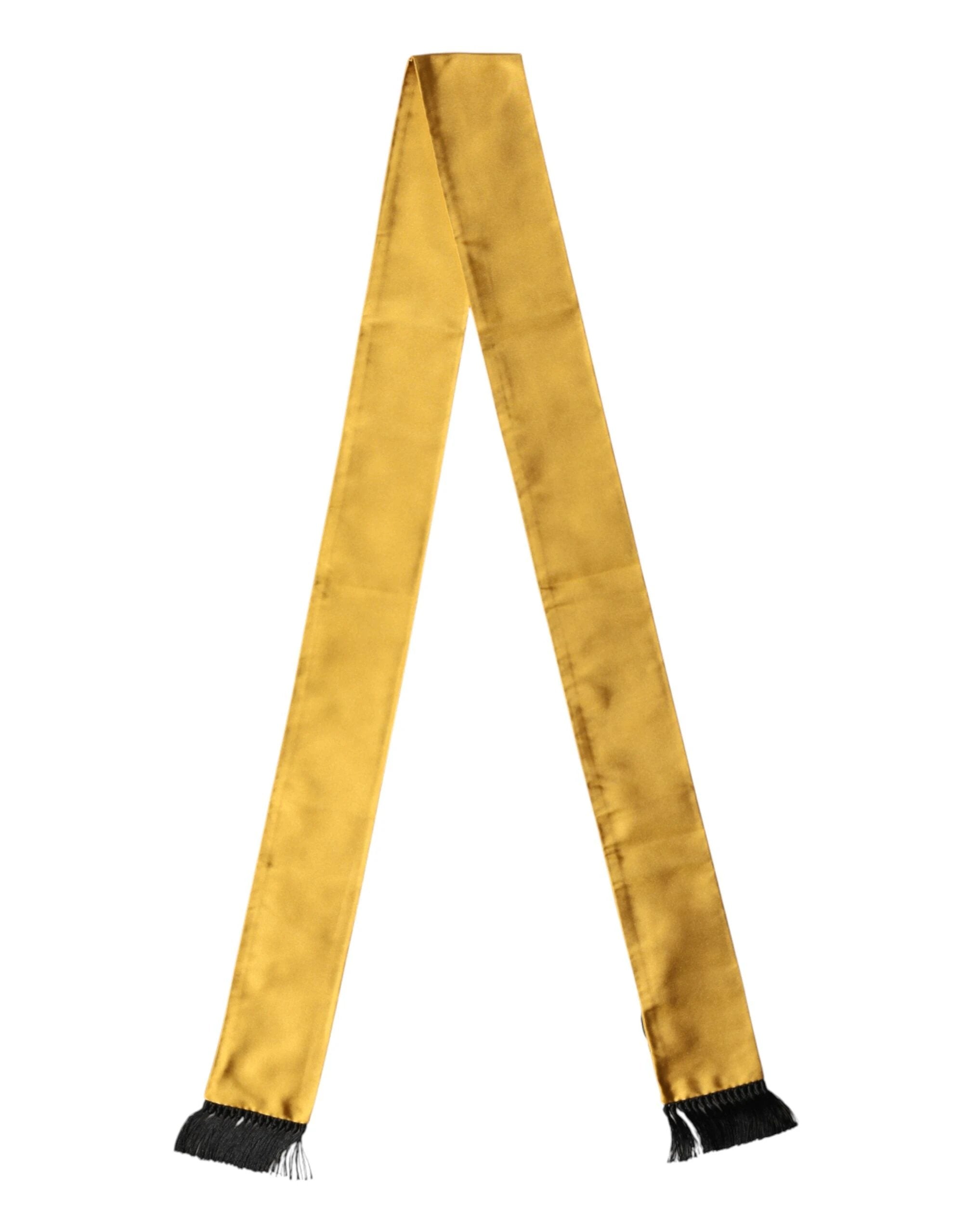 Dolce & Gabbana Yellow Silk Fringes Neck Wrap Foulard Scarf by Dolce & Gabbana