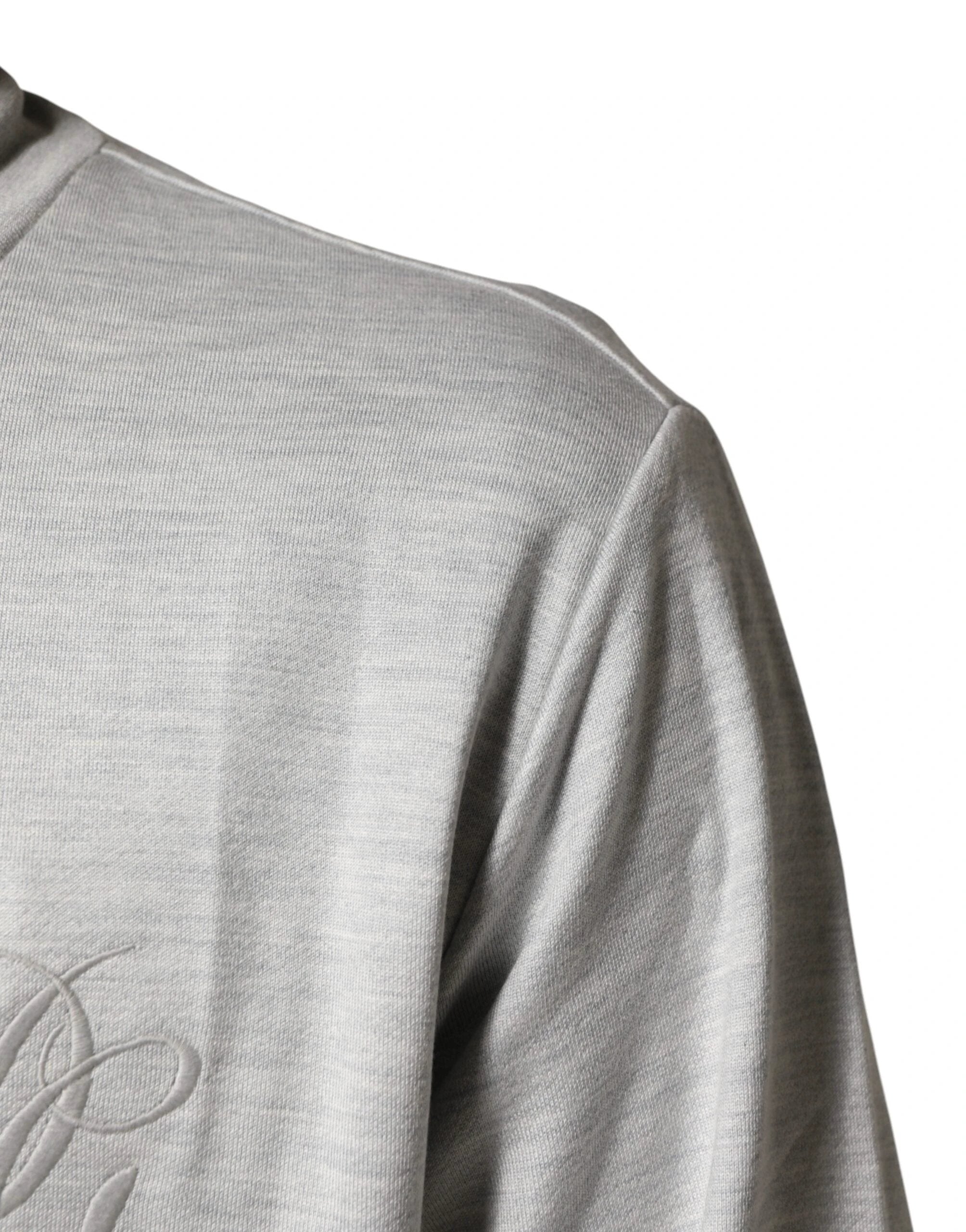 Dolce & Gabbana Light Gray Cotton Zipped Cardigan Sweater by Dolce & Gabbana