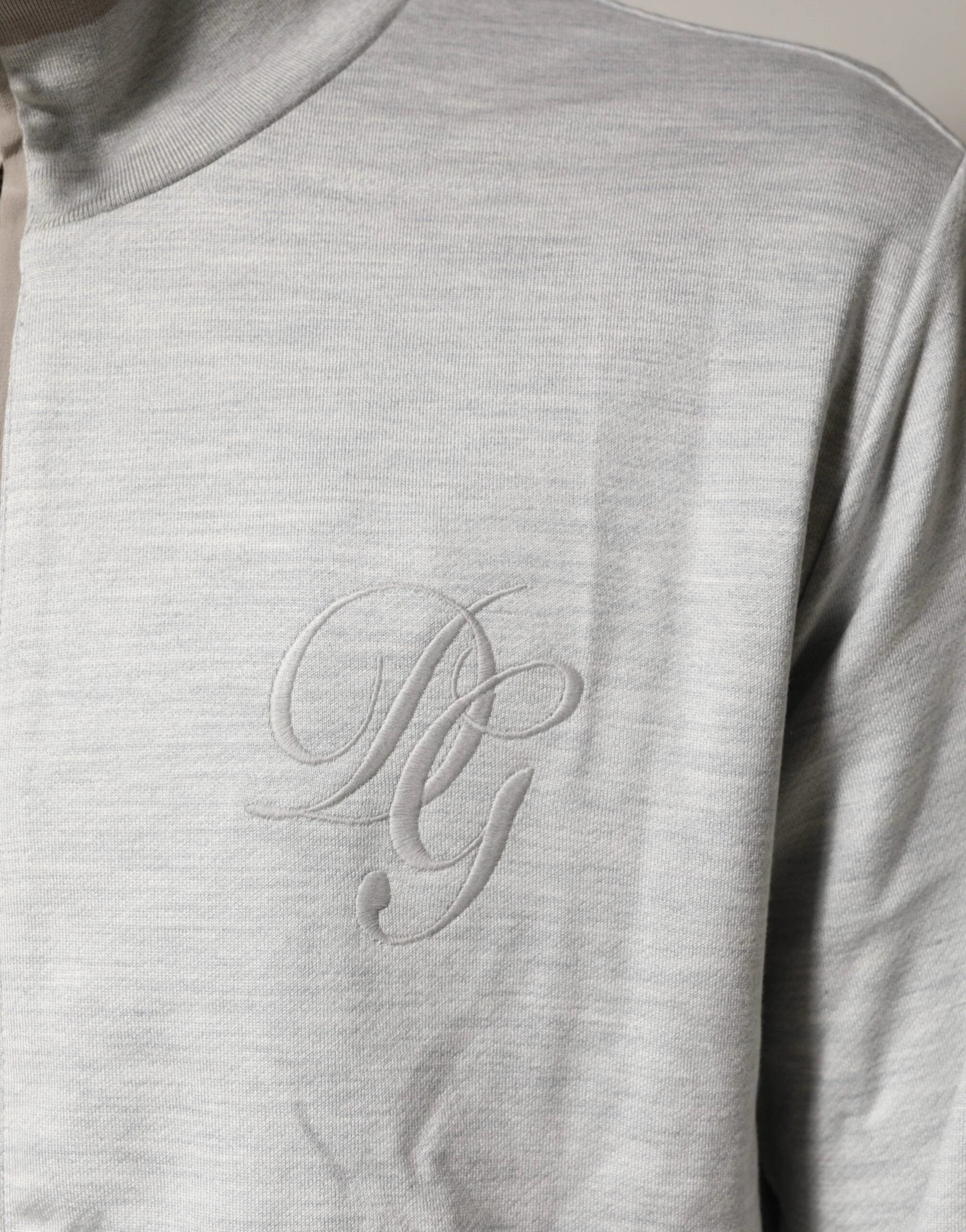 Dolce & Gabbana Light Gray Cotton Zipped Cardigan Sweater by Dolce & Gabbana