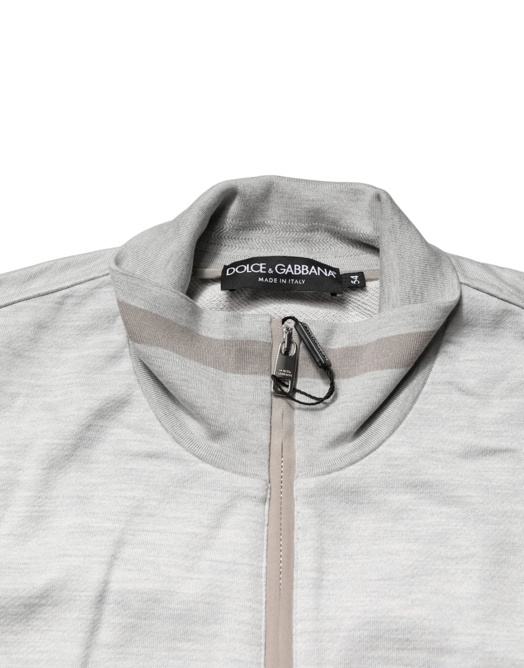 Dolce & Gabbana Light Gray Cotton Zipped Cardigan Sweater by Dolce & Gabbana