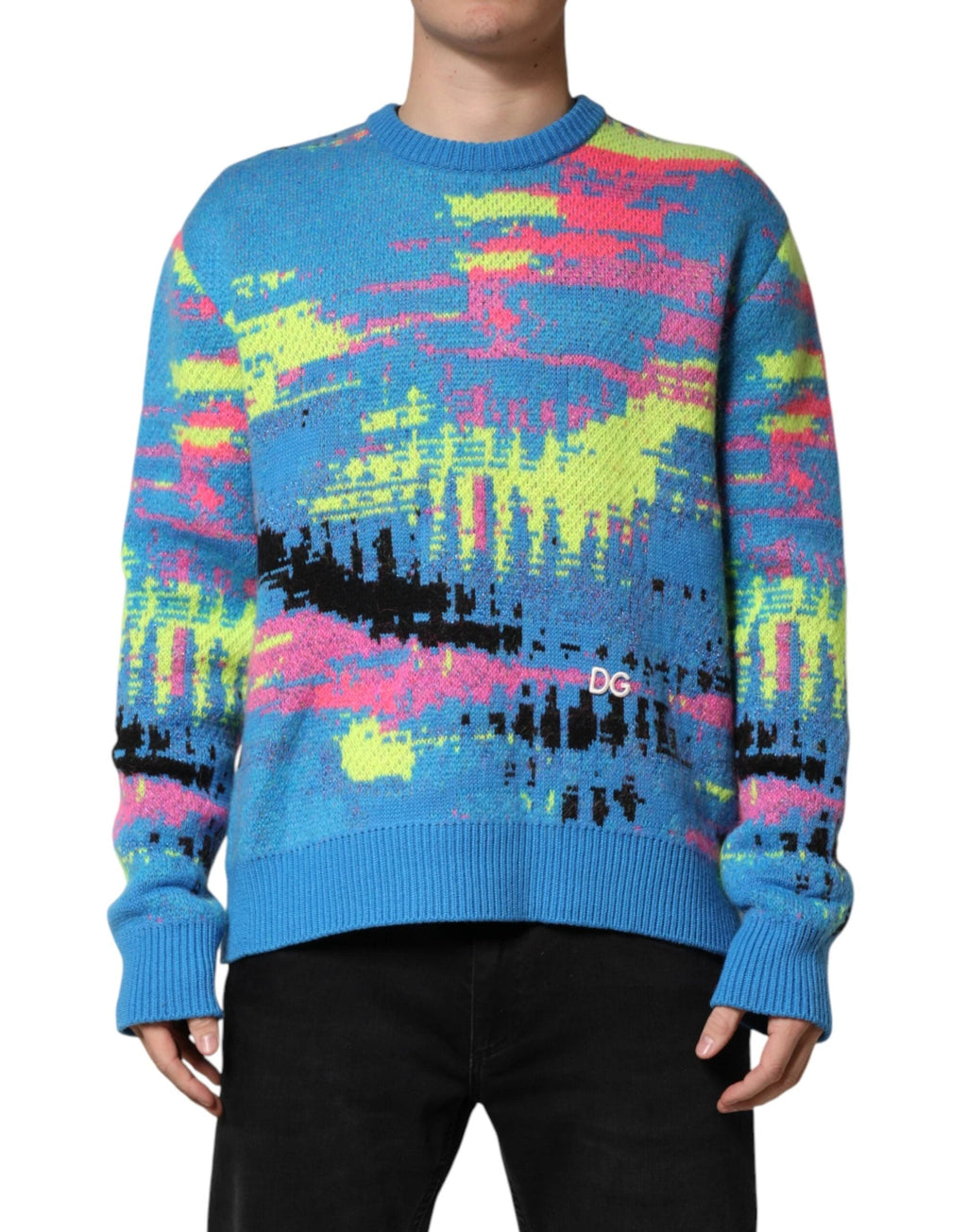 Dolce & Gabbana Multicolor Men Crew Neck Pullover Sweater by Dolce & Gabbana