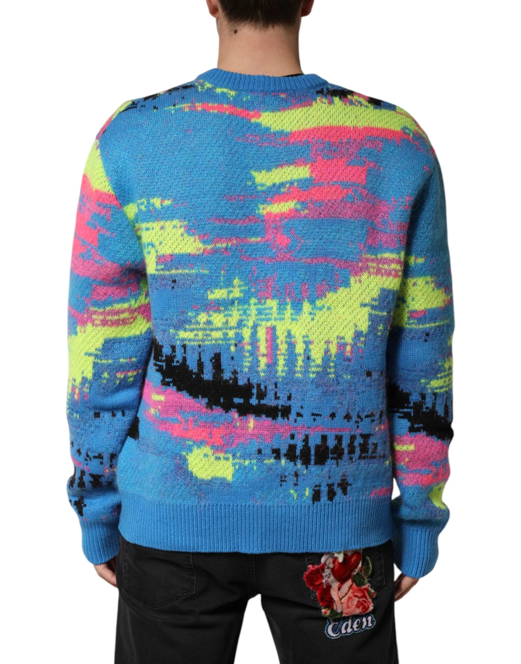 Dolce & Gabbana Multicolor Men Crew Neck Pullover Sweater by Dolce & Gabbana