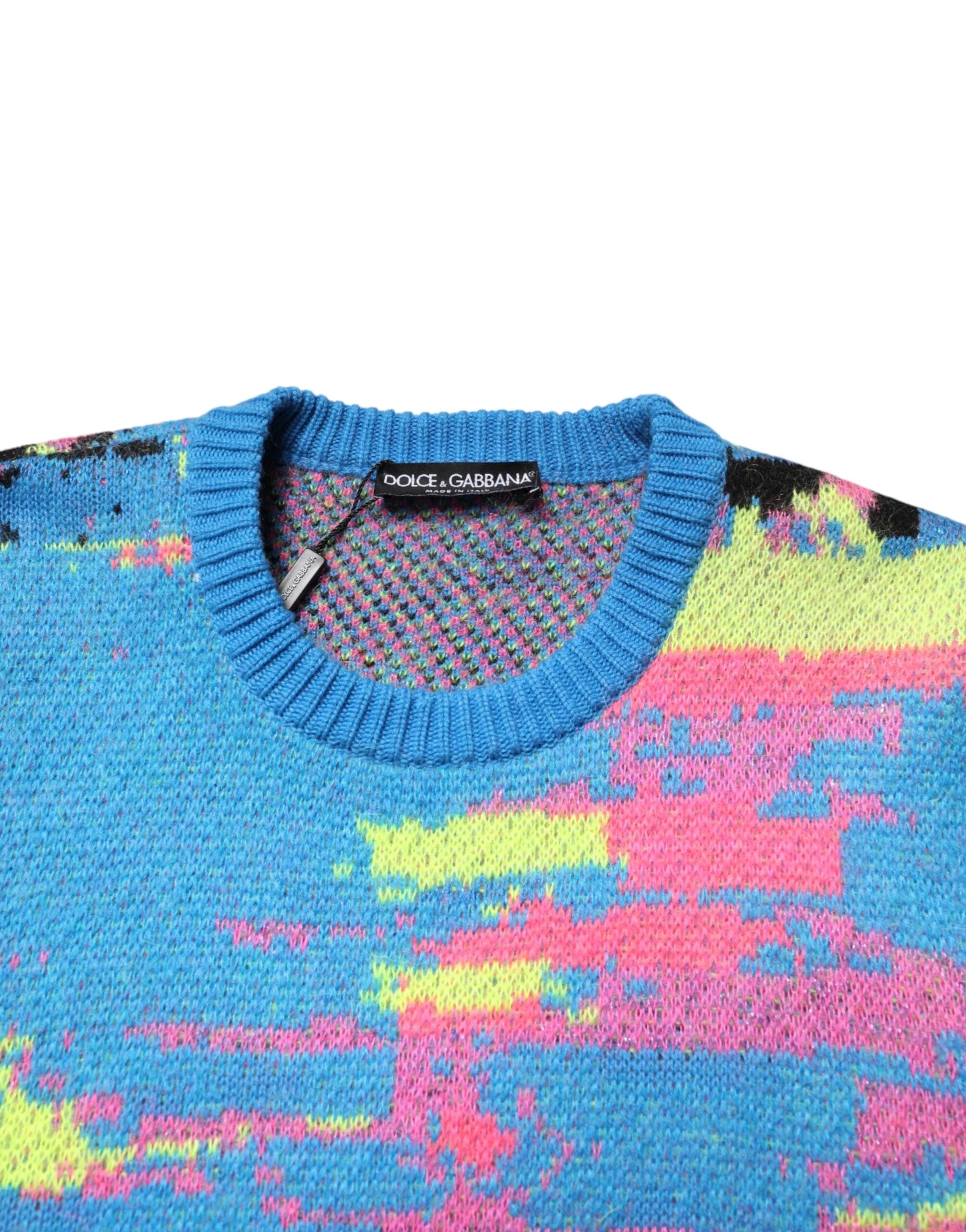 Dolce & Gabbana Multicolor Men Crew Neck Pullover Sweater by Dolce & Gabbana