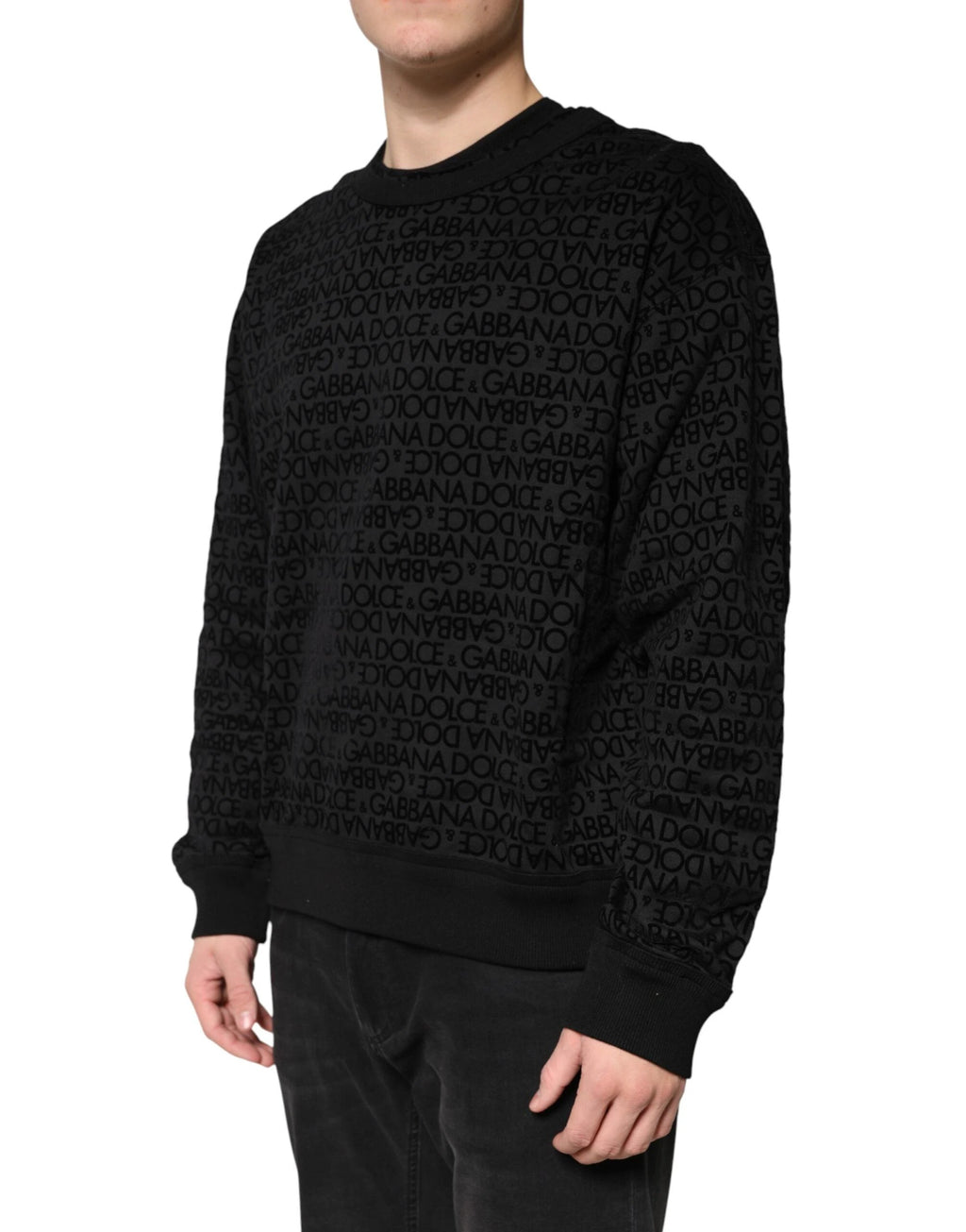 Dolce & Gabbana Black Monogram Crew Neck Sweatshirt Sweater by Dolce & Gabbana