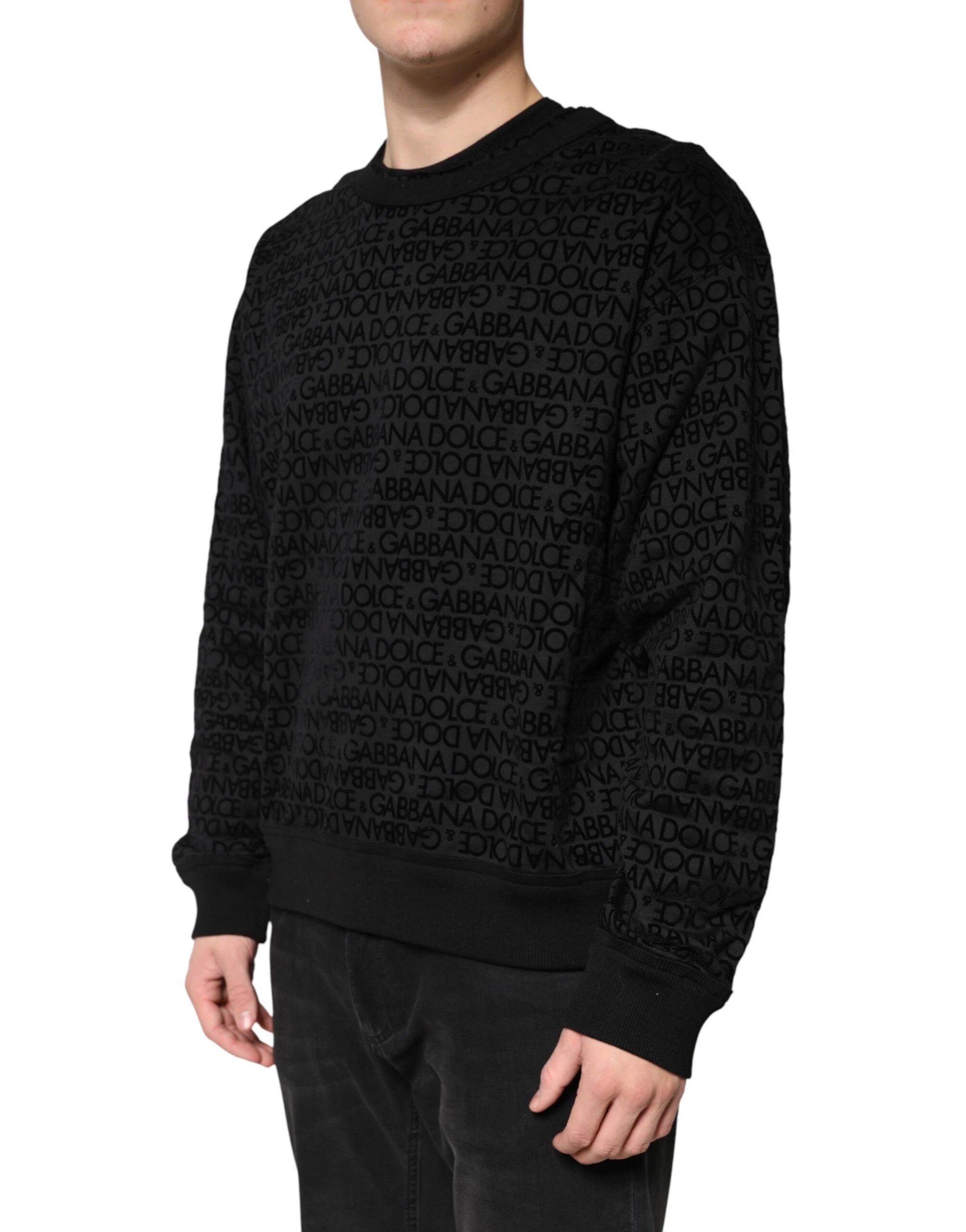 Dolce & Gabbana Black Monogram Crew Neck Sweatshirt Sweater by Dolce & Gabbana