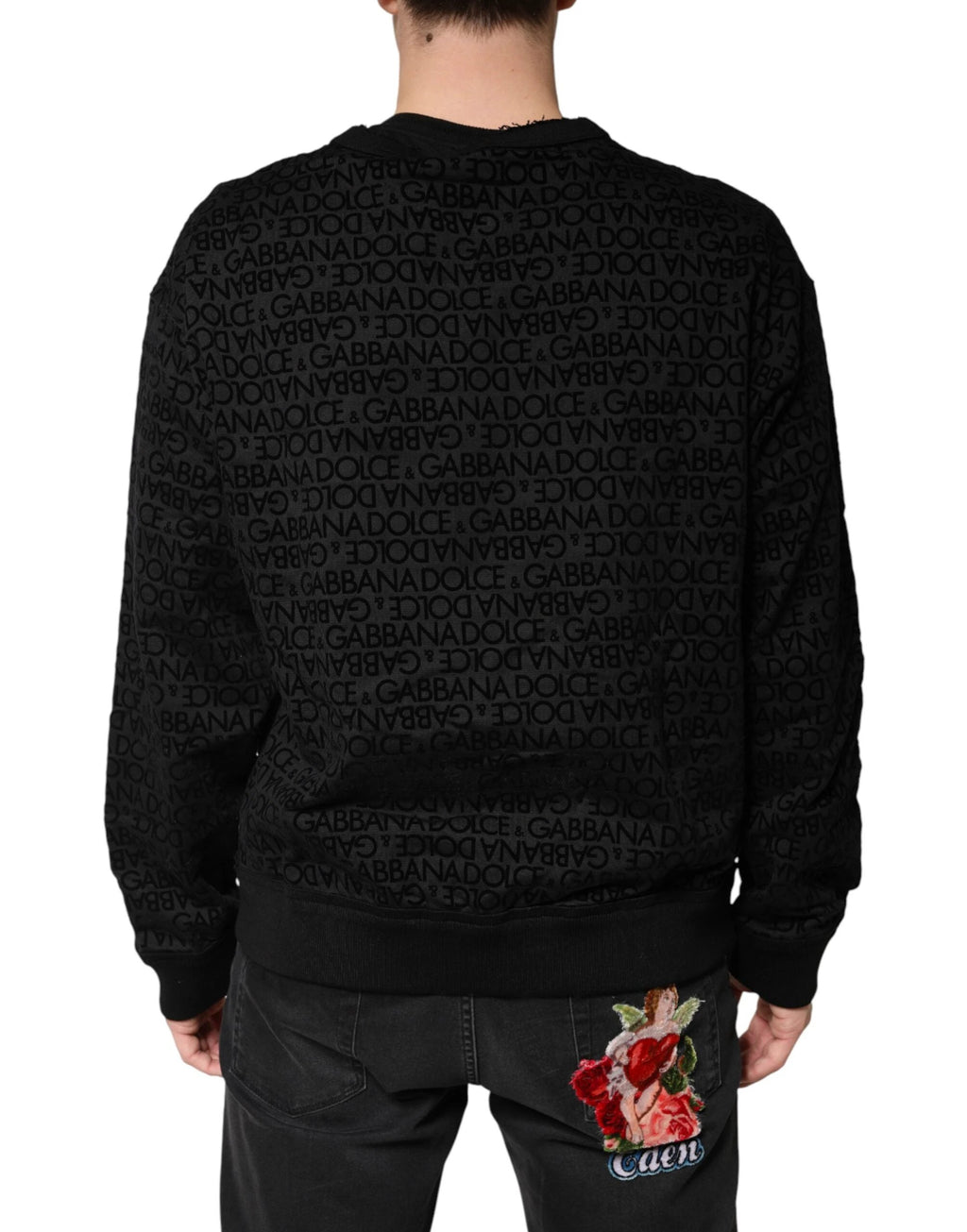 Dolce & Gabbana Black Monogram Crew Neck Sweatshirt Sweater by Dolce & Gabbana