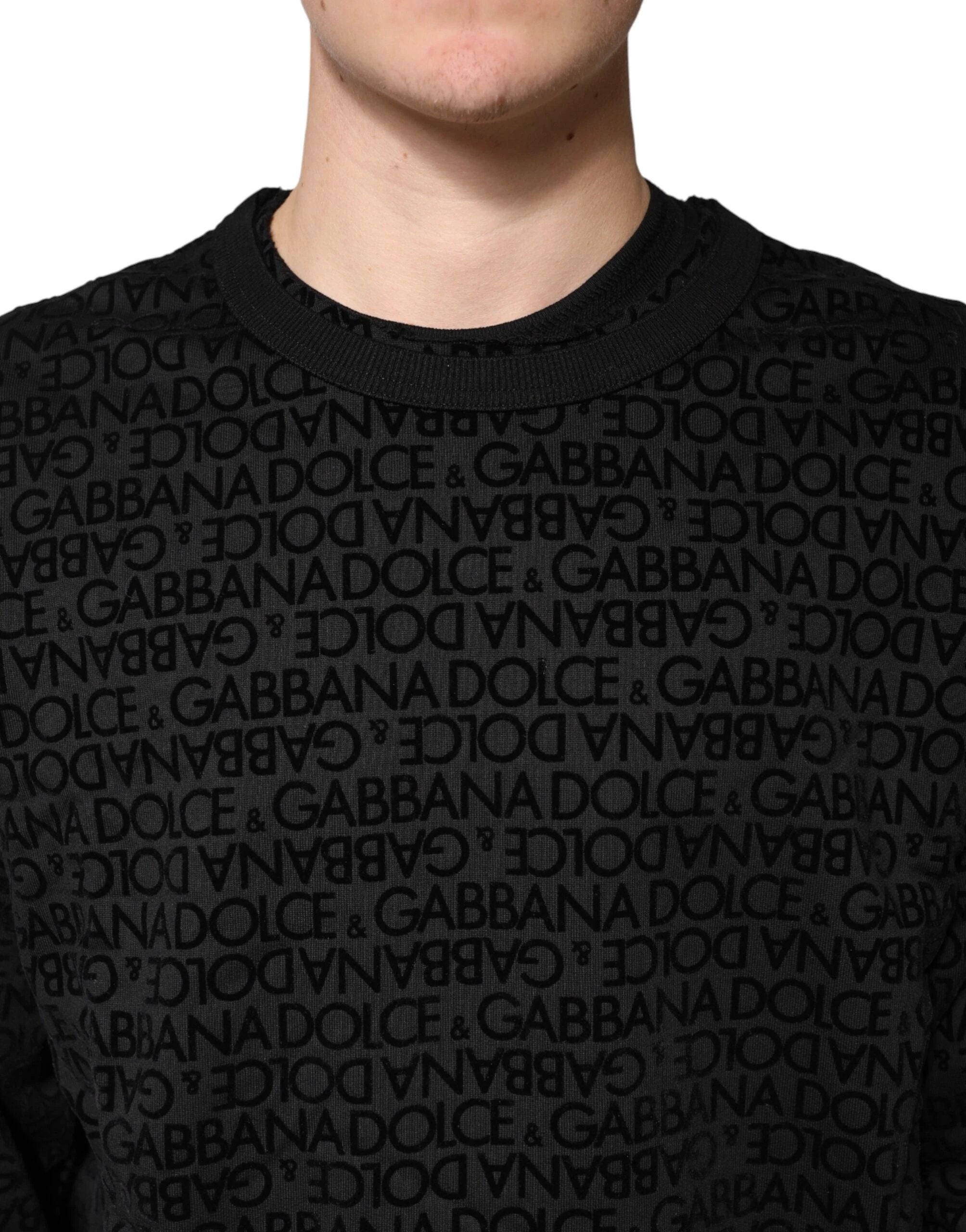 Dolce & Gabbana Black Monogram Crew Neck Sweatshirt Sweater by Dolce & Gabbana