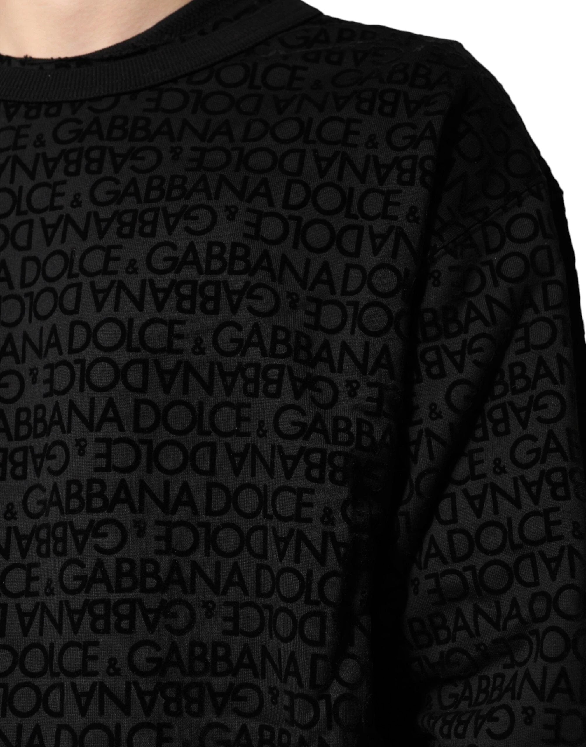 Dolce & Gabbana Black Monogram Crew Neck Sweatshirt Sweater by Dolce & Gabbana