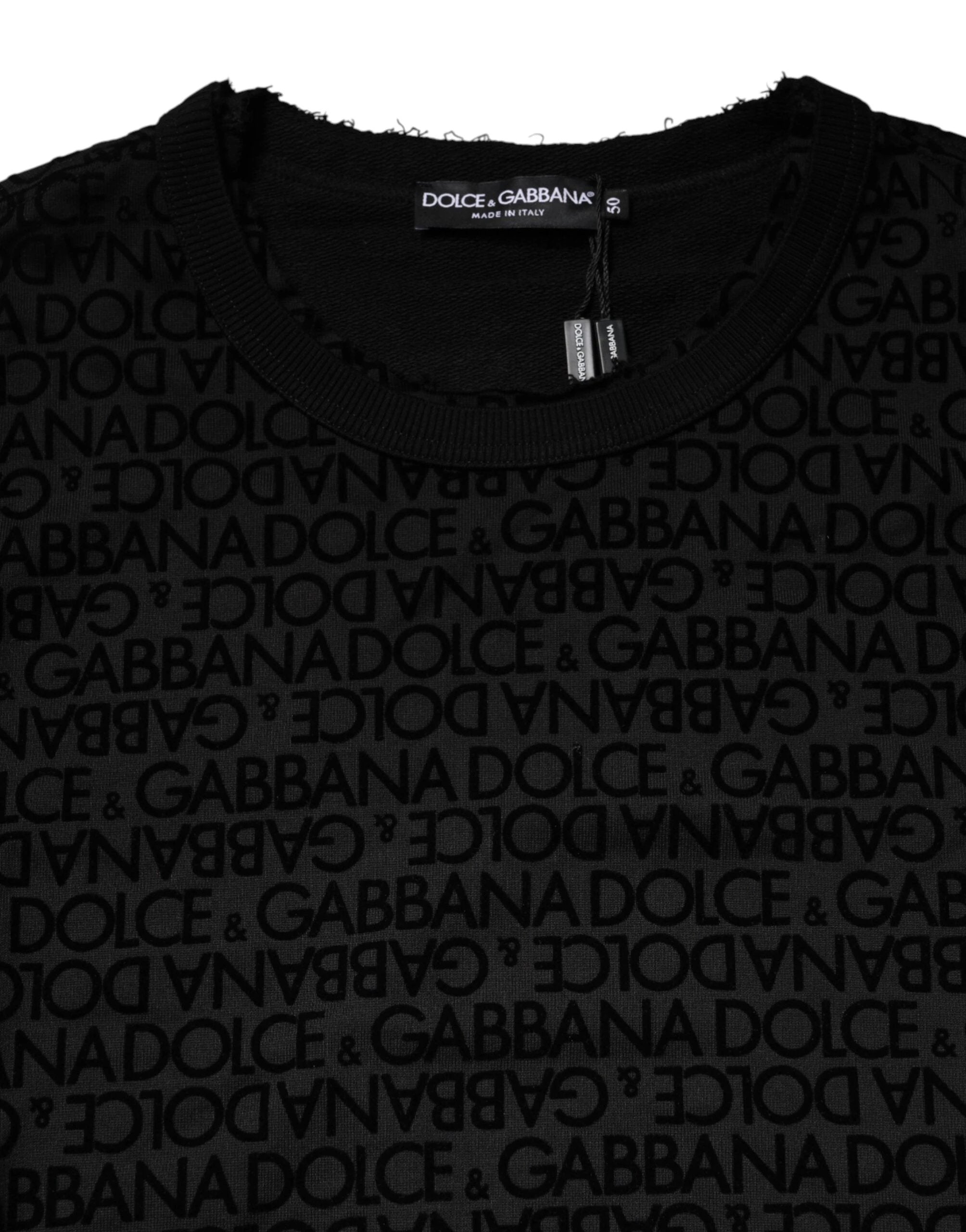 Dolce & Gabbana Black Monogram Crew Neck Sweatshirt Sweater by Dolce & Gabbana