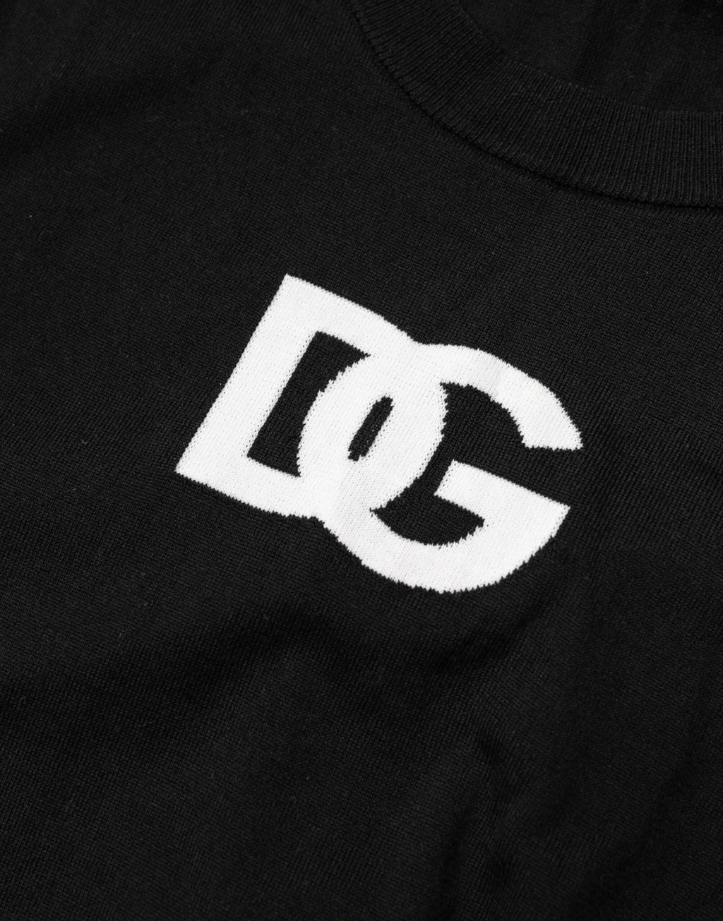 Dolce & Gabbana Black Wool DG Crew Neck Men Pullover Sweater by Dolce & Gabbana