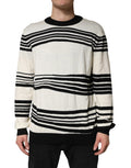 Dolce & Gabbana Black White Stripe CrewNeck Pullover Sweater by Dolce & Gabbana