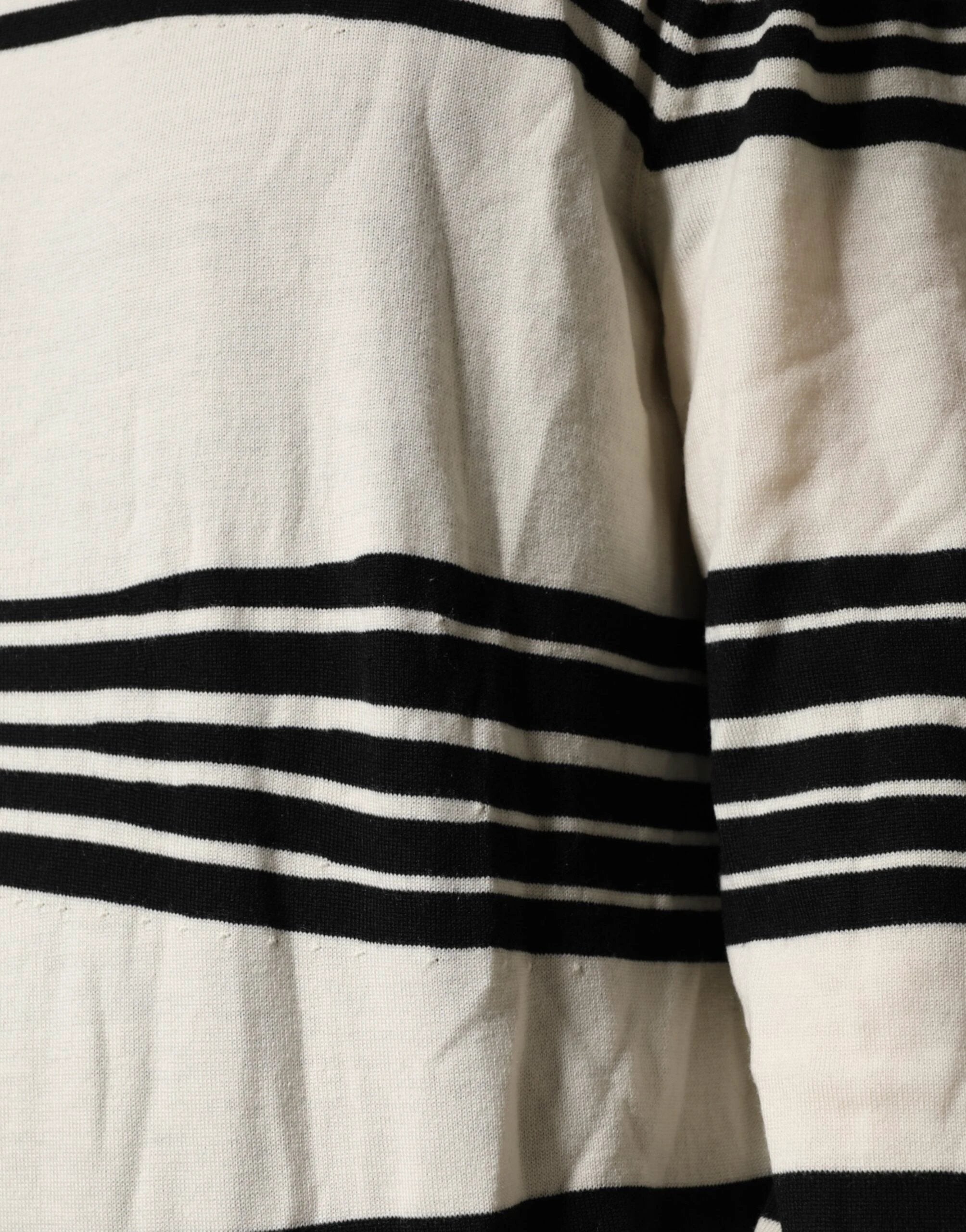 Dolce & Gabbana Black White Stripe CrewNeck Pullover Sweater by Dolce & Gabbana