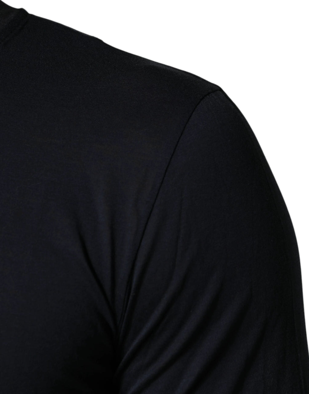 Dolce & Gabbana Dark Blue Cotton Henley Long Sleeves T-Shirt by Dolce & Gabbana
