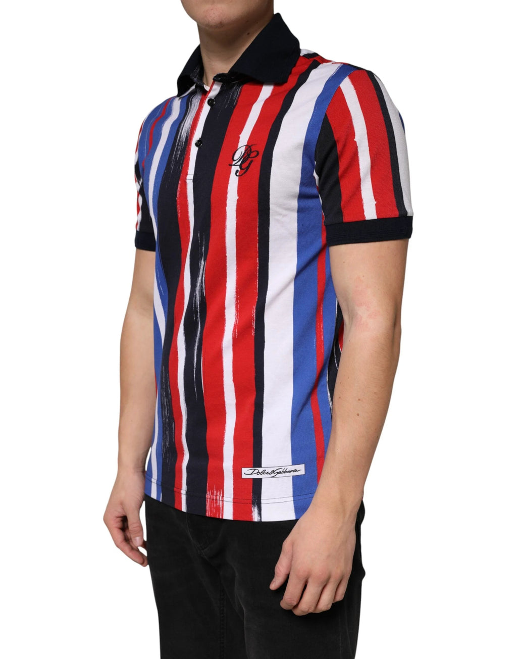 Dolce & Gabbana Multicolor Stripes Cotton Men Polo T-shirt by Dolce & Gabbana