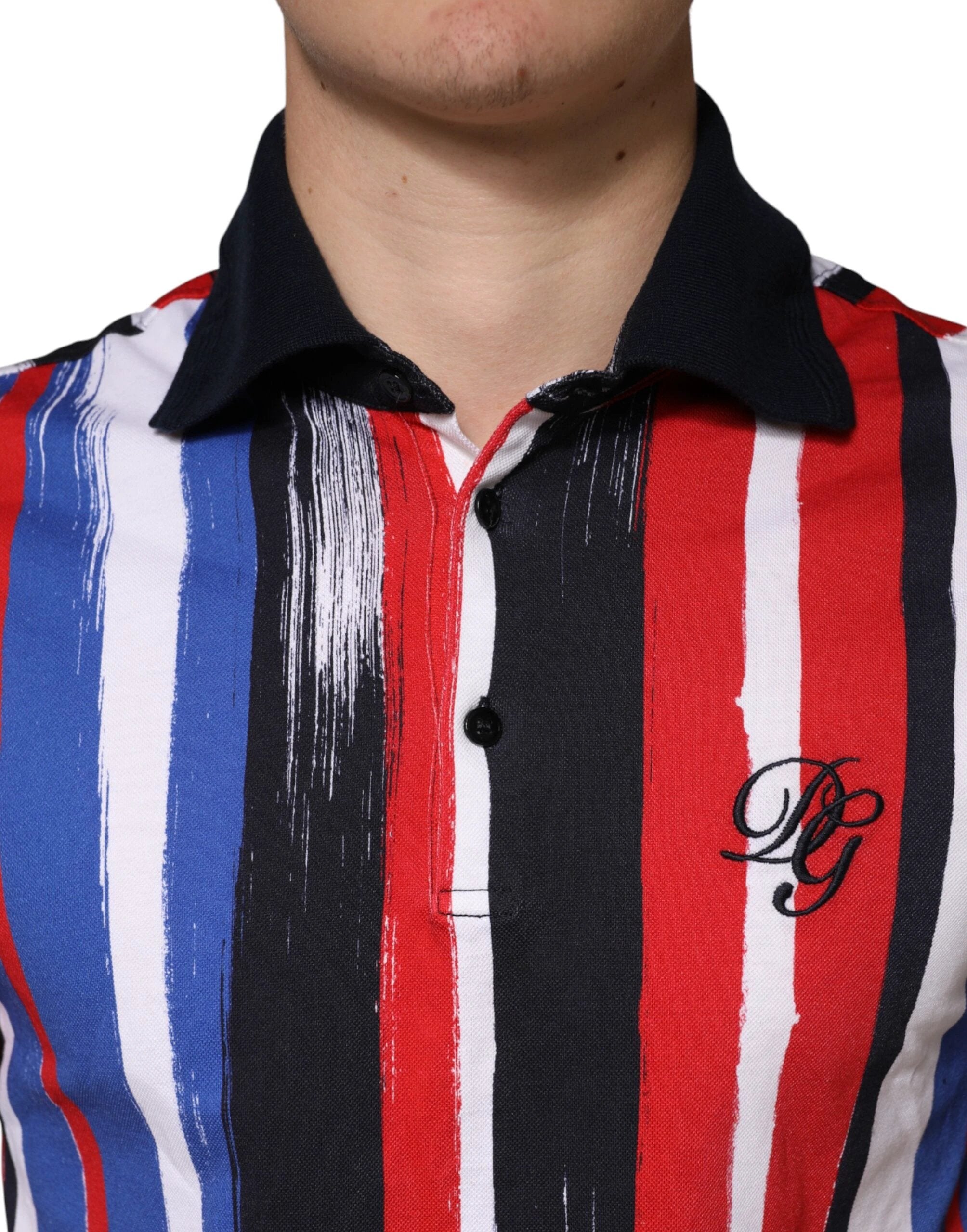 Dolce & Gabbana Multicolor Stripes Cotton Men Polo T-shirt by Dolce & Gabbana