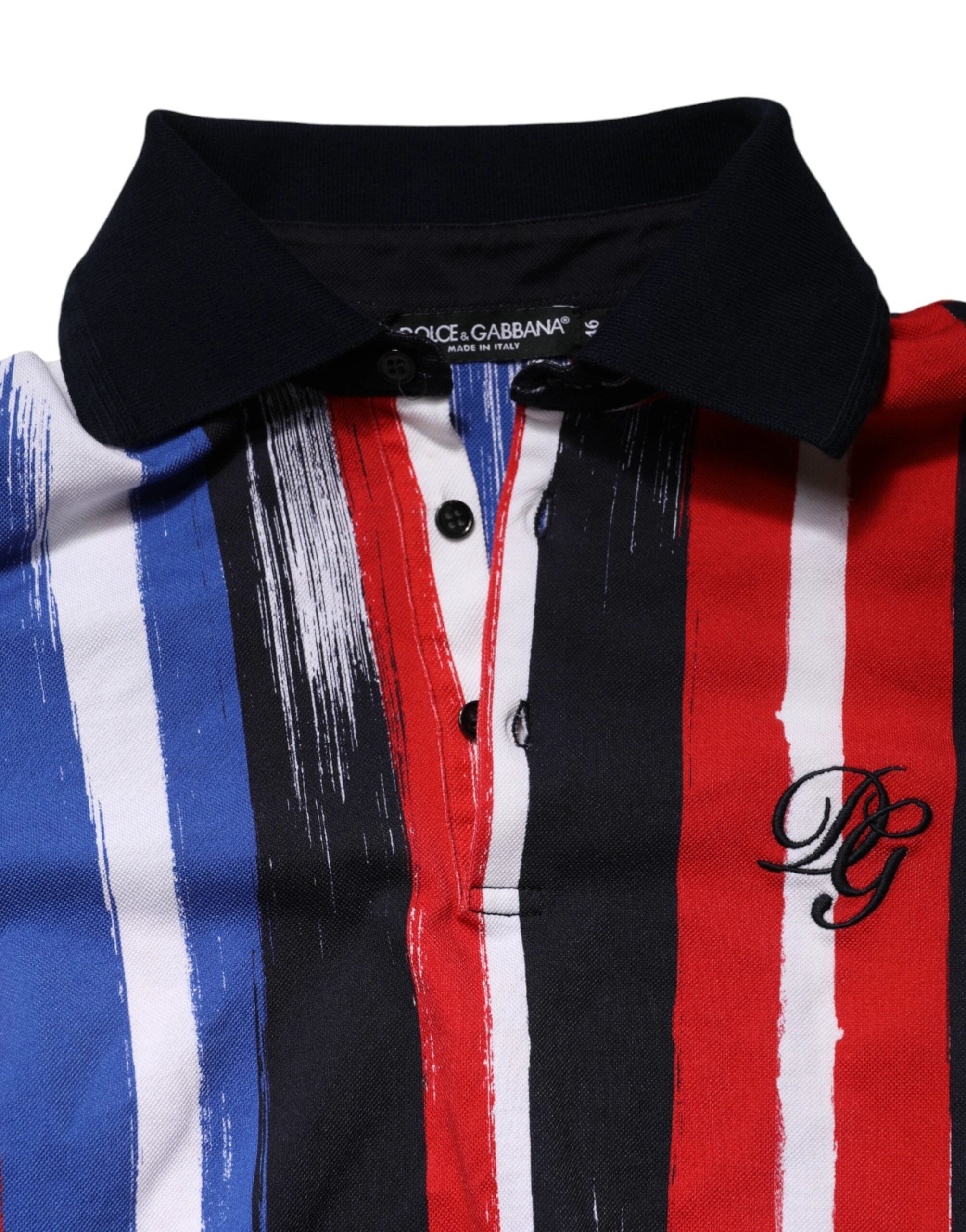 Dolce & Gabbana Multicolor Stripes Cotton Men Polo T-shirt by Dolce & Gabbana