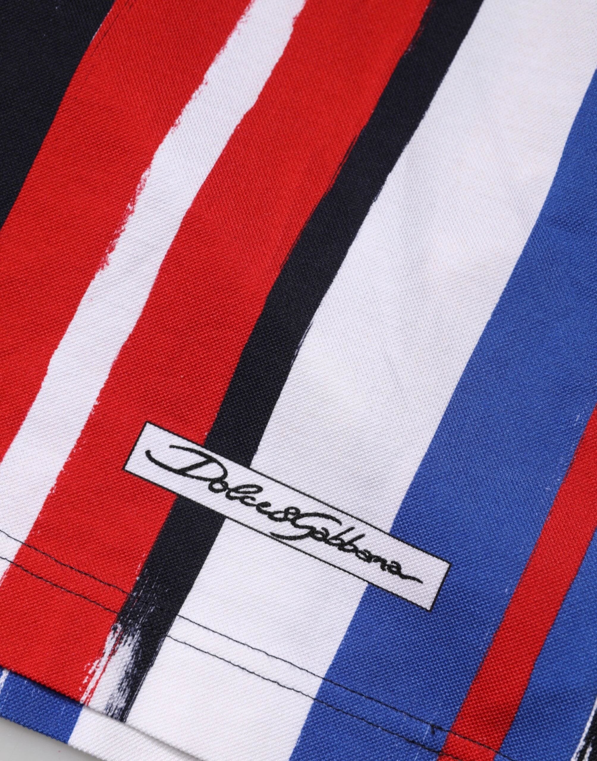 Dolce & Gabbana Multicolor Stripes Cotton Men Polo T-shirt by Dolce & Gabbana