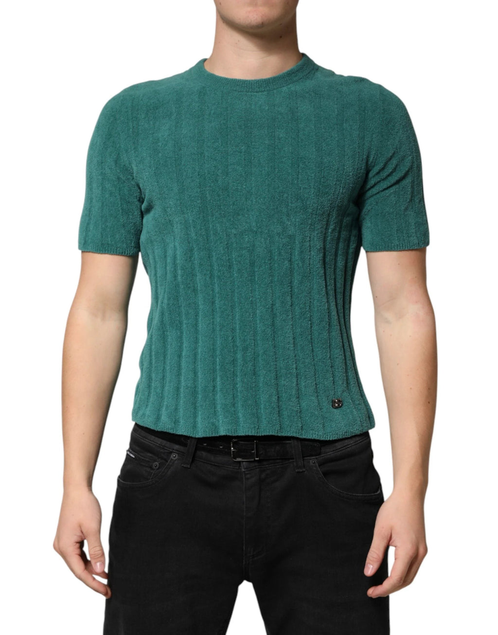Dolce & Gabbana Dark Green Cotton Blend Men Crew Neck T-shirt by Dolce & Gabbana