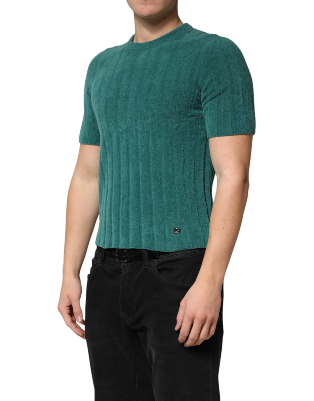 Dolce & Gabbana Dark Green Cotton Blend Men Crew Neck T-shirt by Dolce & Gabbana