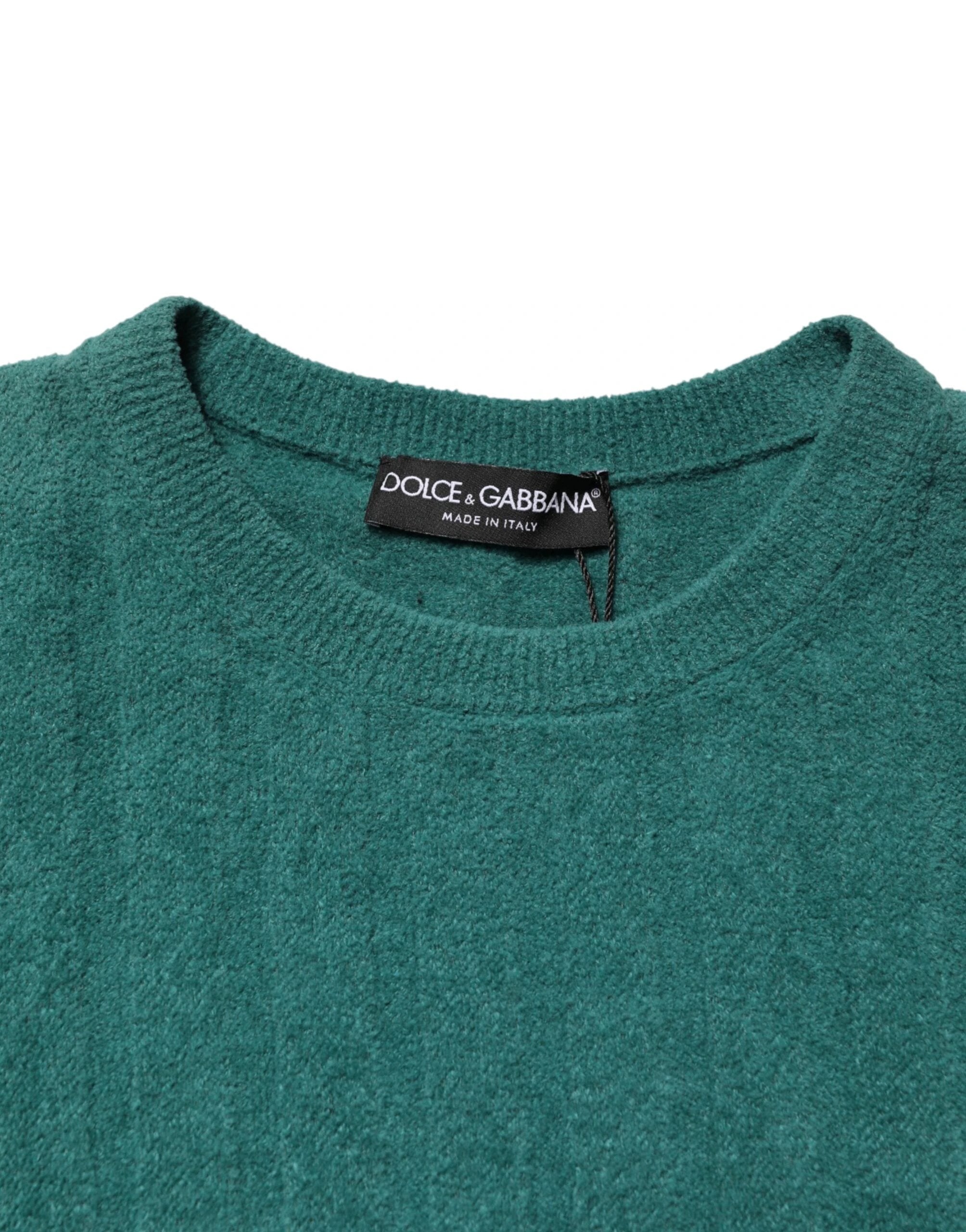 Dolce & Gabbana Dark Green Cotton Blend Men Crew Neck T-shirt by Dolce & Gabbana