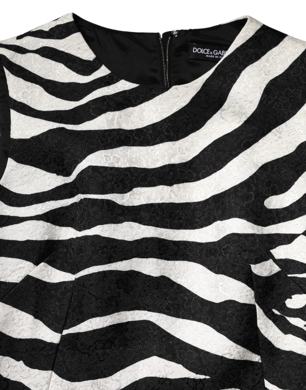 Dolce & Gabbana Black White Zebra Sleeveless A-line Dress by Dolce & Gabbana