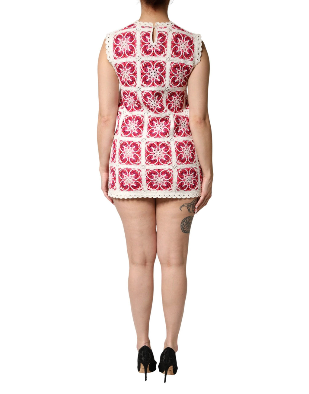 Dolce & Gabbana Multicolor Brick Stitched Crochet Mini Dress by Dolce & Gabbana