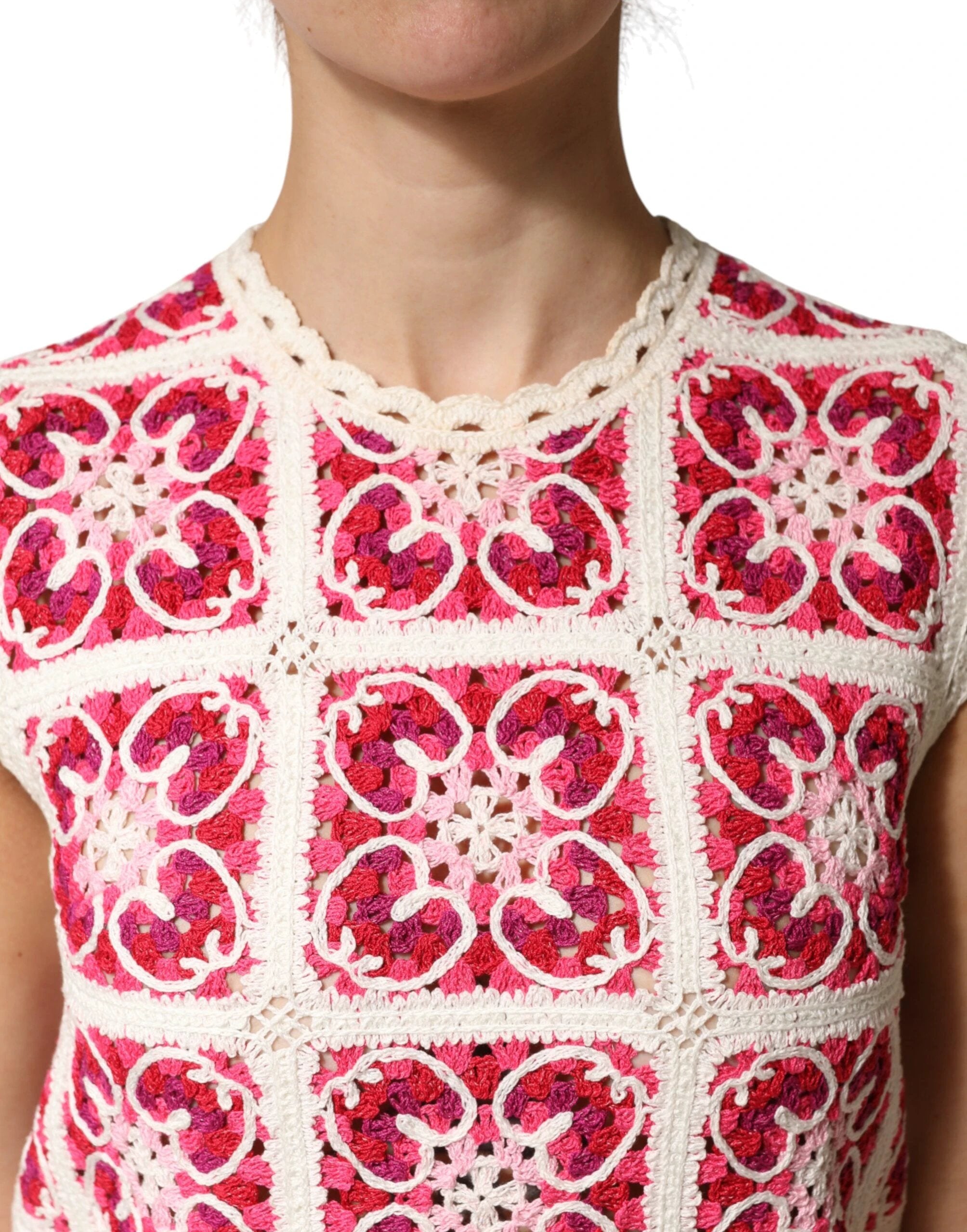 Dolce & Gabbana Multicolor Brick Stitched Crochet Mini Dress by Dolce & Gabbana