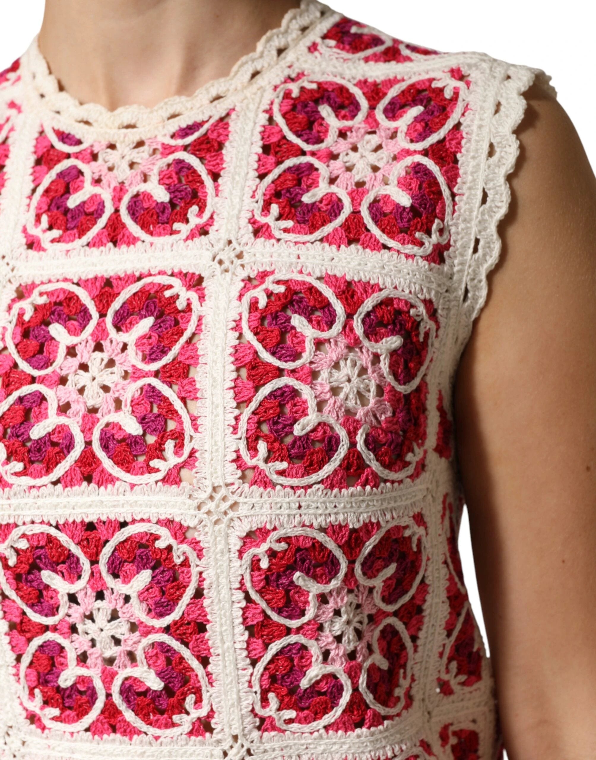 Dolce & Gabbana Multicolor Brick Stitched Crochet Mini Dress by Dolce & Gabbana