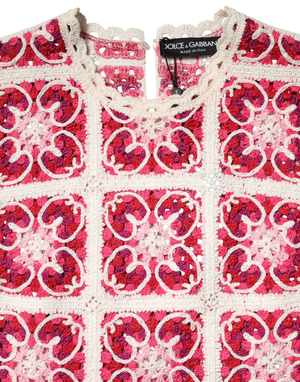 Dolce & Gabbana Multicolor Brick Stitched Crochet Mini Dress by Dolce & Gabbana
